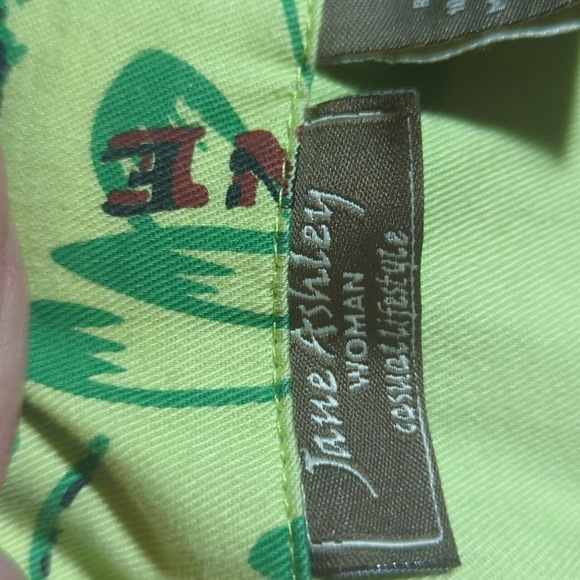 Vtg Jane Ashley Lime Green Paris Graphics Button Front Cotton Jacket Sz 2X - Picture 5 of 8